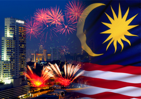 malaysia flag fireworks