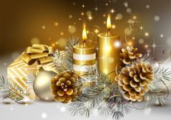 2016 merry christmas with gold candles and white background