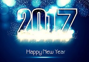 2017 happy new year with blue background