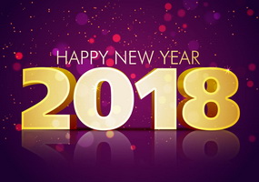 2018 happy new year with golden text