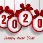 2020 happy new year with red ribbons