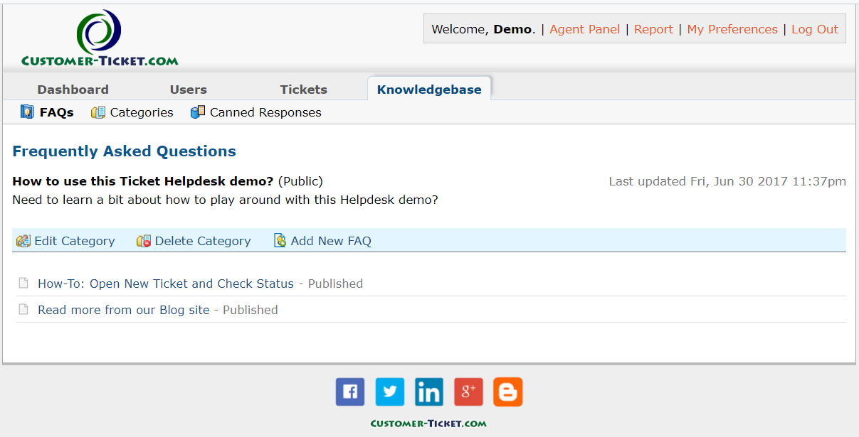 ticket helpdesk knowledgebase setup faq