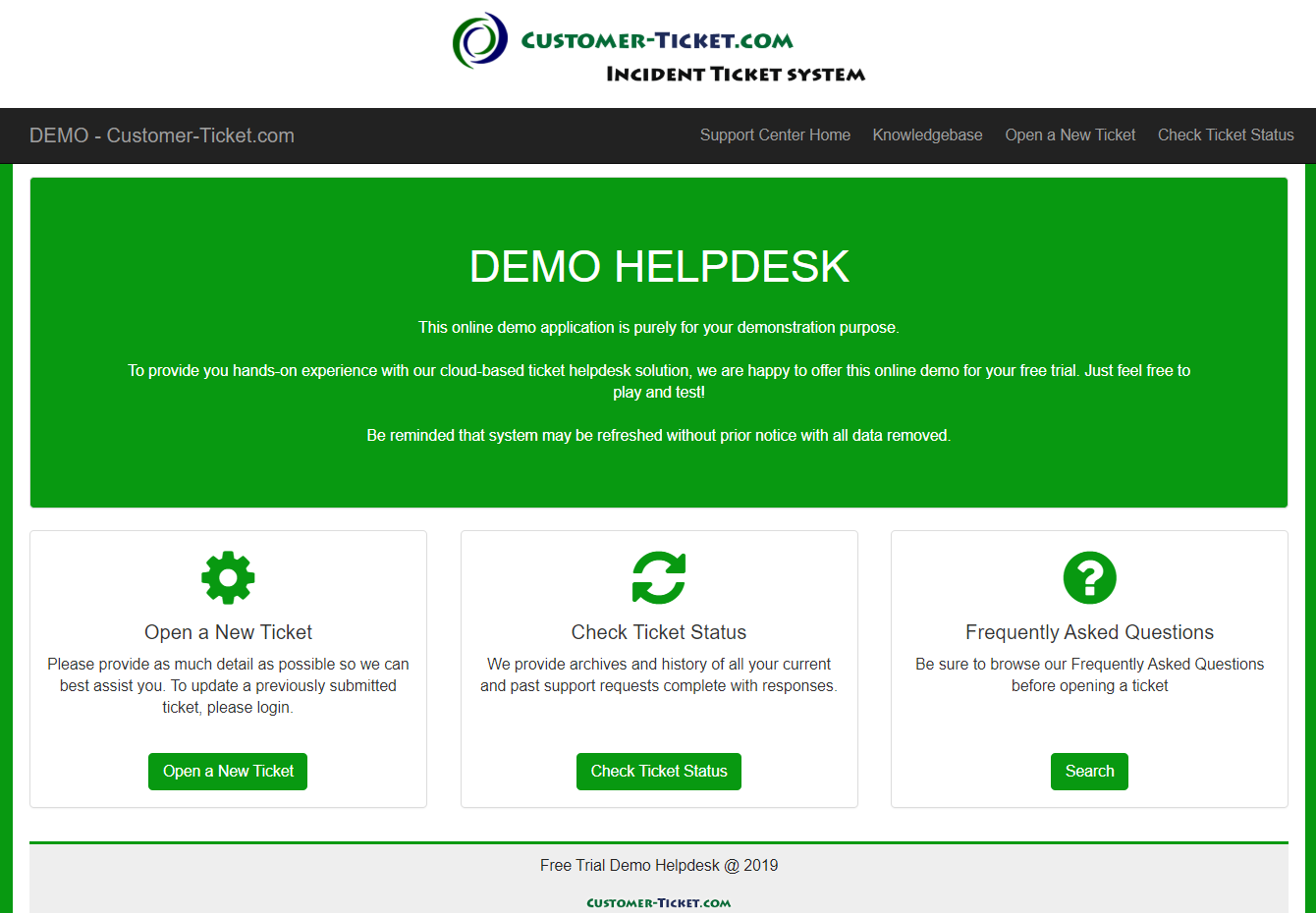 customer-ticket responsive web demo: portal