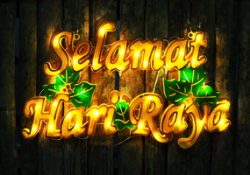 selamat hari raya with golden lights