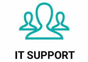 it support with 3 human figures and words