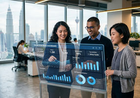 office workers review knowledgebase