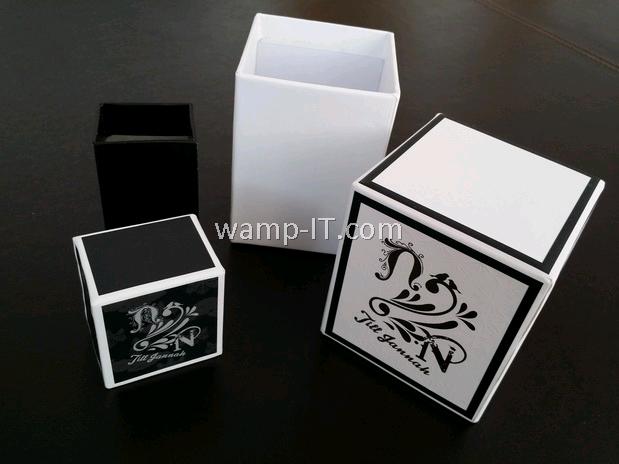 perfume bottle box - black and white