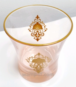 Glass with pad-printed gold color design