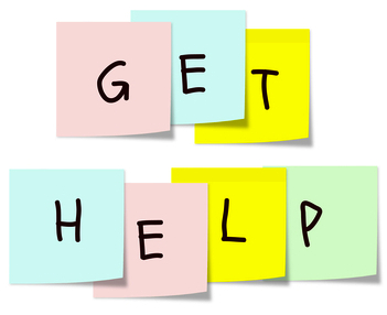 sticky notes writing 2 words, get help from general purpose ticket helpdesk