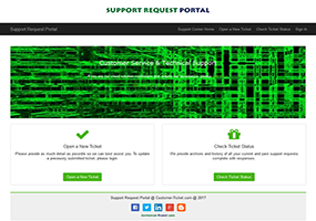 support request portal user interface for mobile device