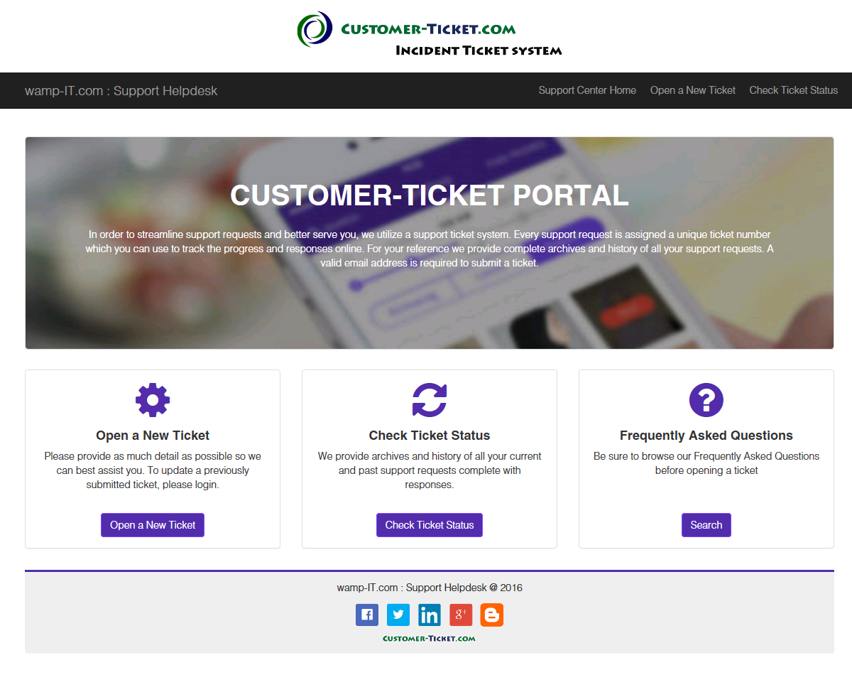 ticket helpdesk responsive web, design theme 2 in desktop view